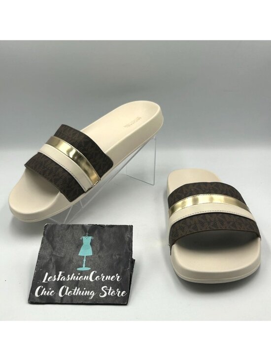 Michael Kors Other - NWOB Michael Kors Men's Rubber White Brandy Metallic Striped Sandal Size 11 3490